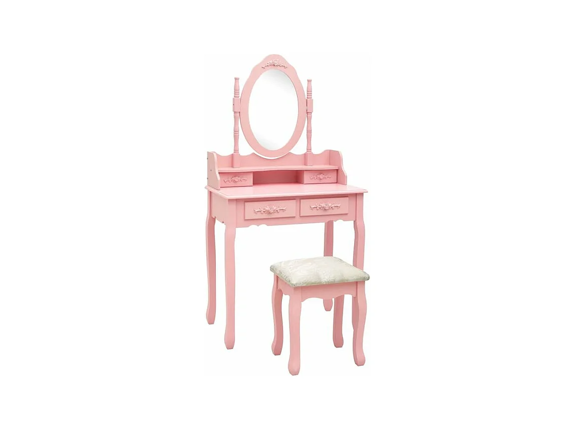 Ensemble de coiffeuse avec tabouret Rose 75x69x140 Paulownia
