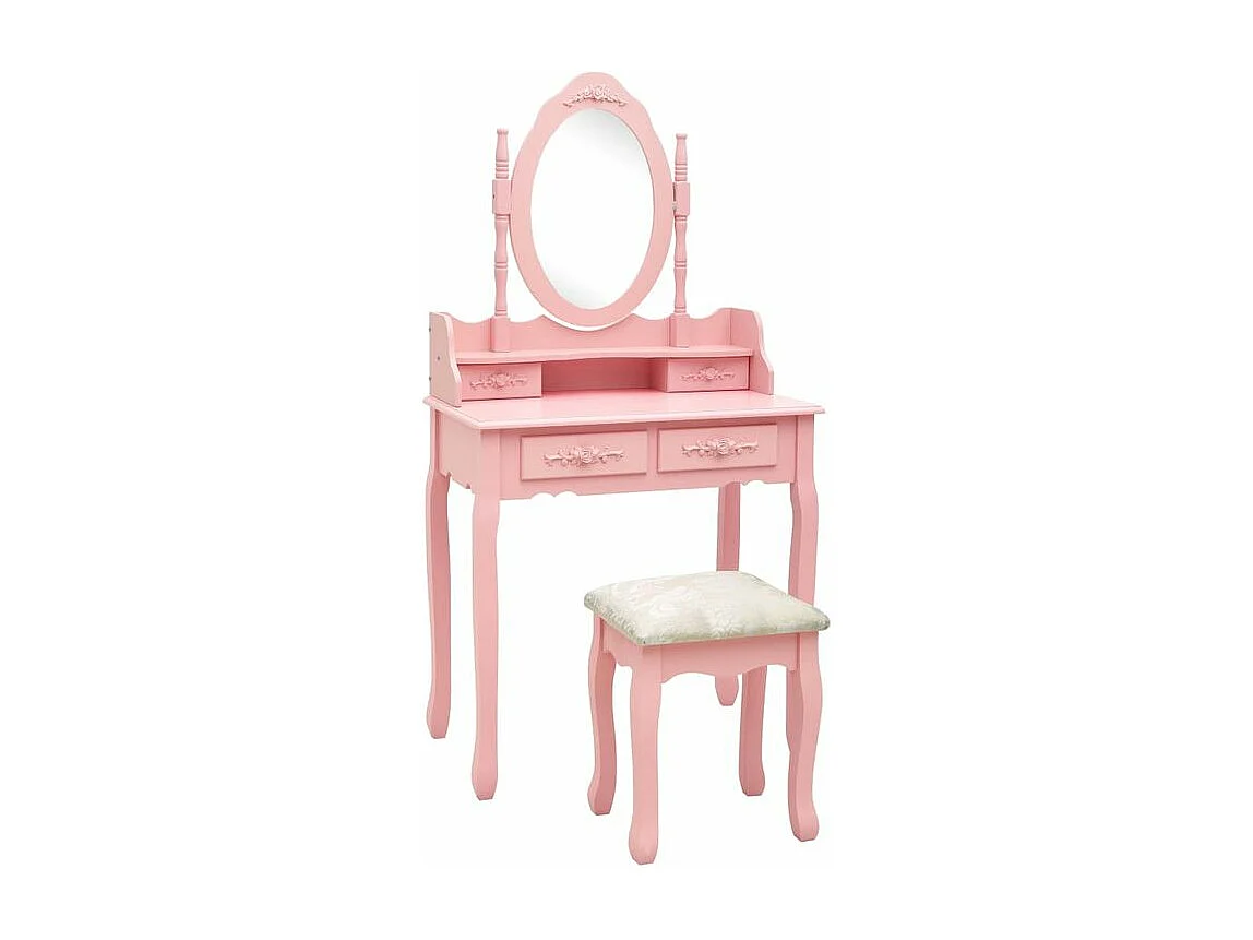 Ensemble de coiffeuse avec tabouret Rose 75x69x140 Paulownia