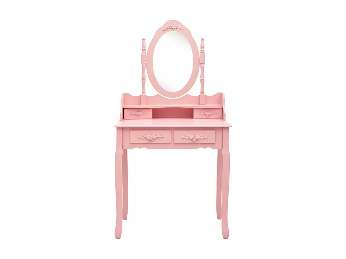 Ensemble de coiffeuse avec tabouret Rose 75x69x140 Paulownia