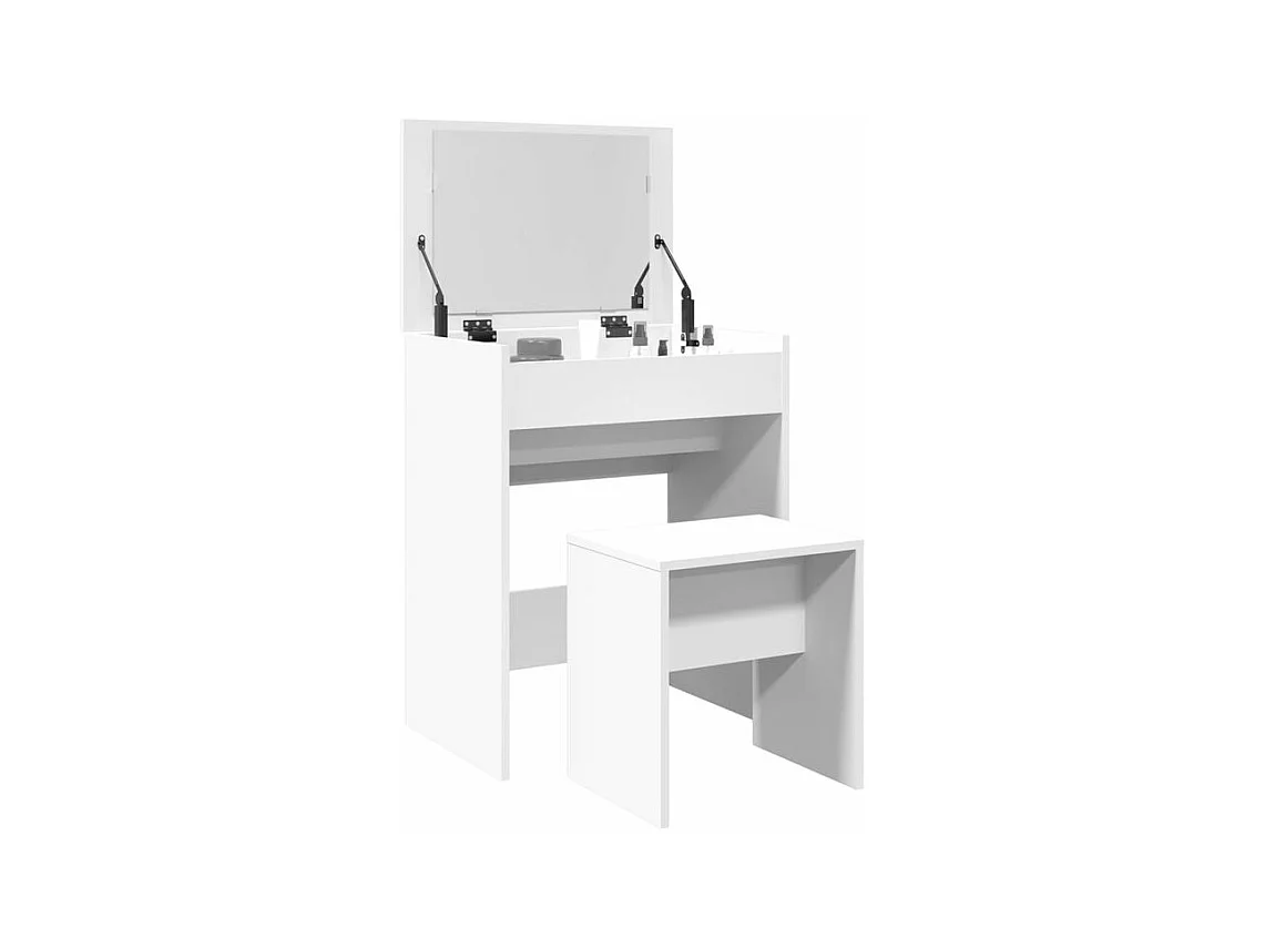 Coiffeuse et tabouret blanc 60x40x113,5