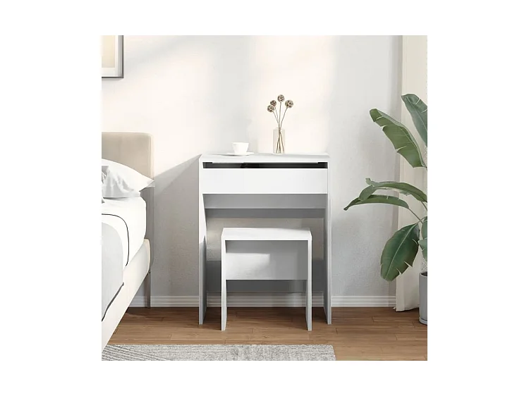 Coiffeuse et tabouret blanc 60x40x113,5