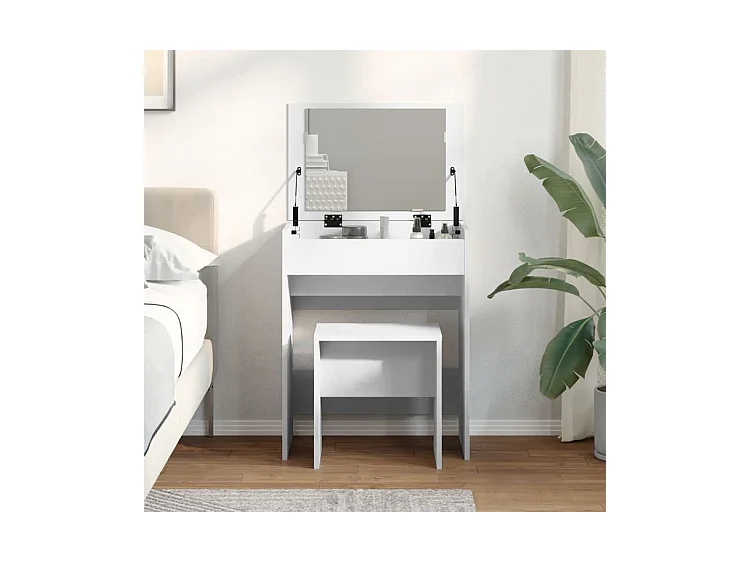 Coiffeuse et tabouret blanc 60x40x113,5