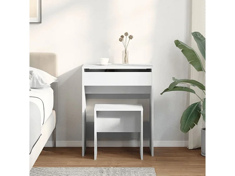 Coiffeuse et tabouret blanc 60x40x113,5