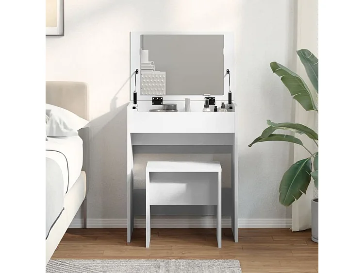 Coiffeuse et tabouret blanc 60x40x113,5