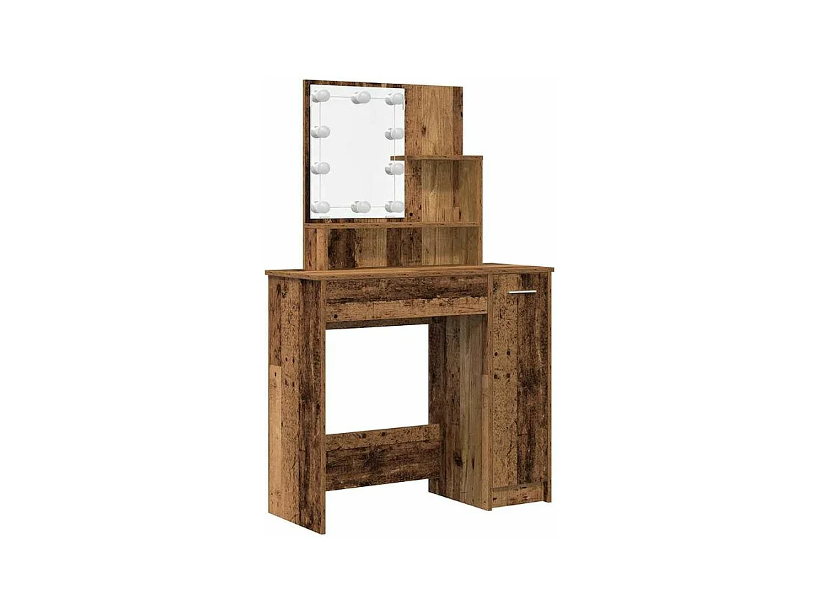 Ensemble de coiffeuse avec LED vieux bois bois d'ingénierie