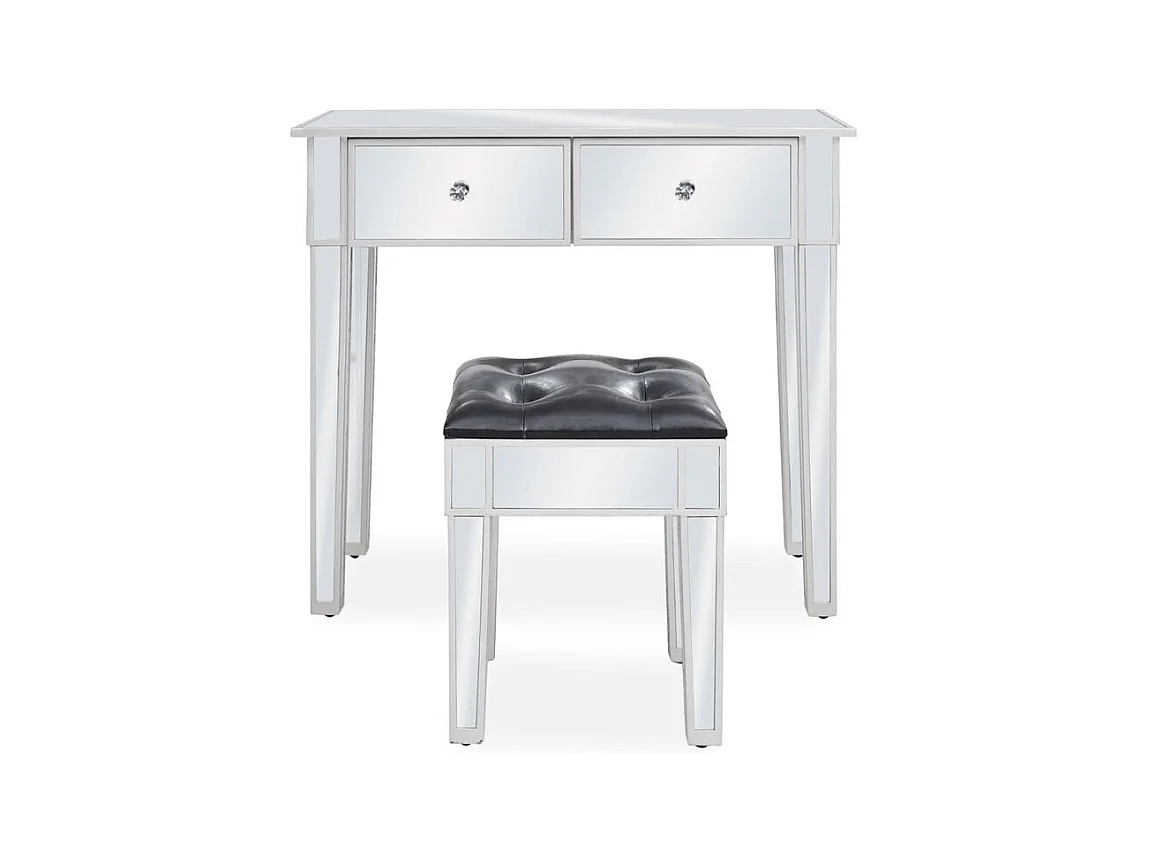 Coiffeuse miroir avec tabouret MDF et verre