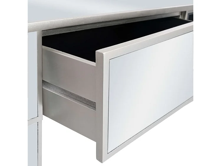 Coiffeuse miroir avec tabouret MDF et verre