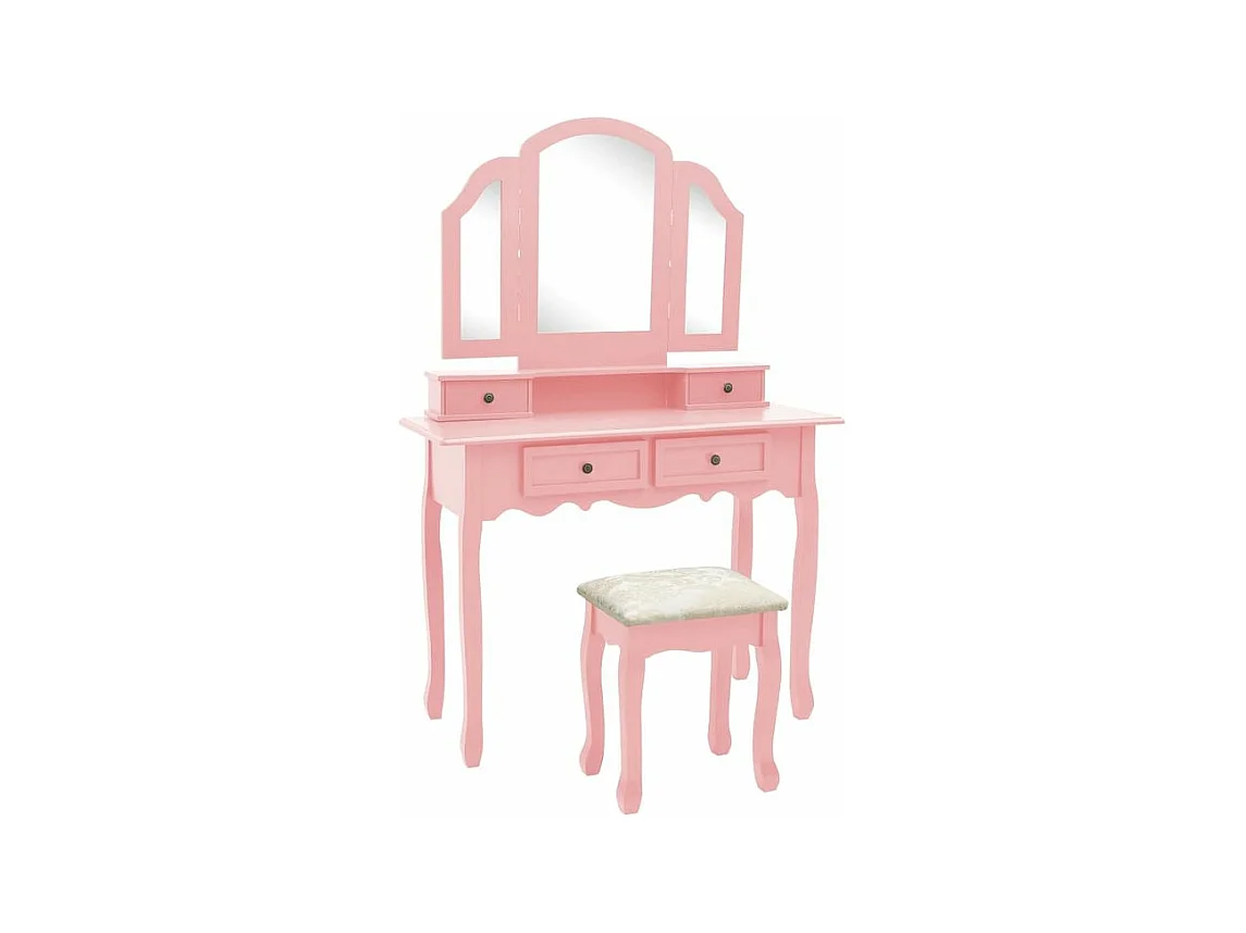 Ensemble de coiffeuse et tabouret Rose 100x40x146 Paulownia