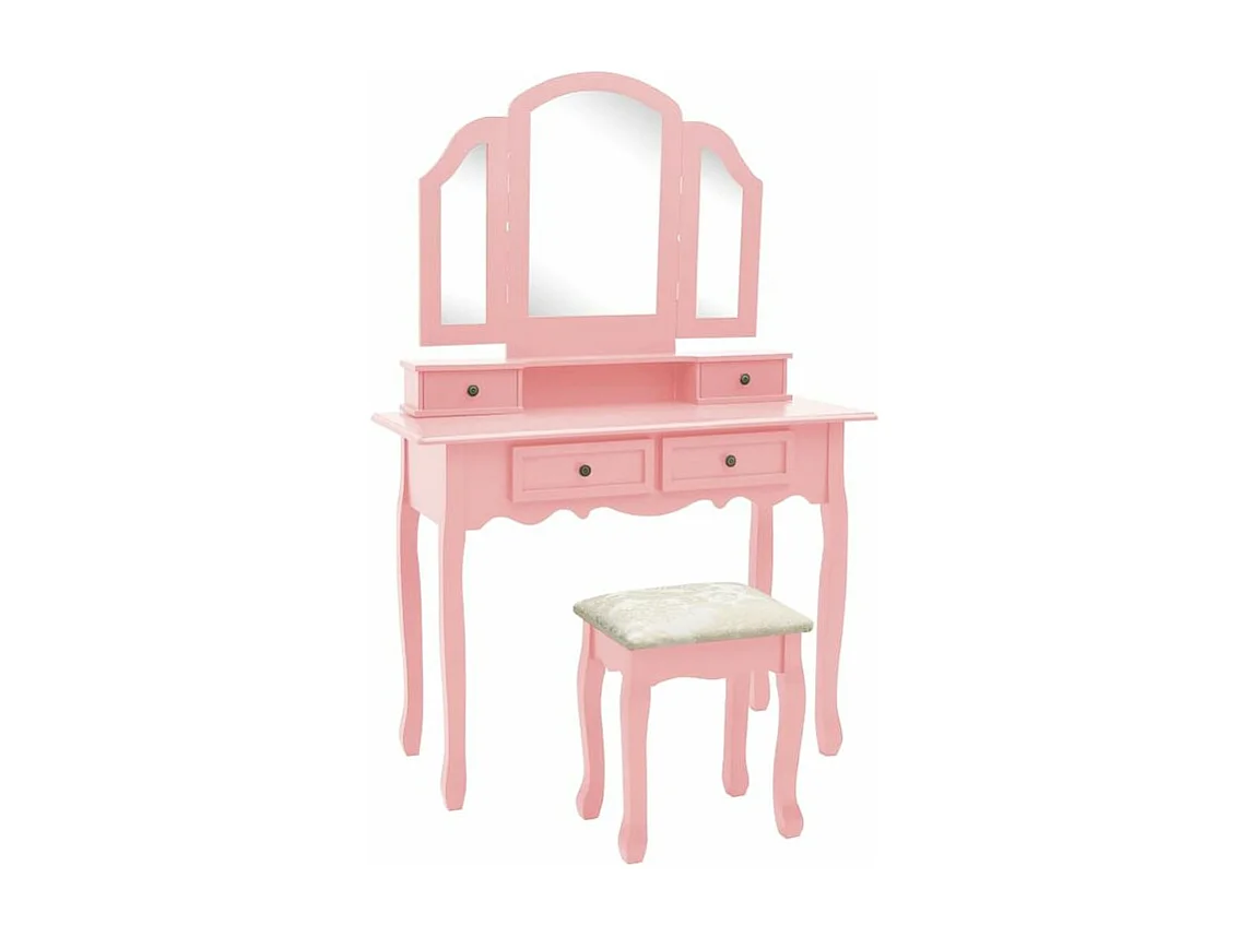 Ensemble de coiffeuse et tabouret Rose 100x40x146 Paulownia