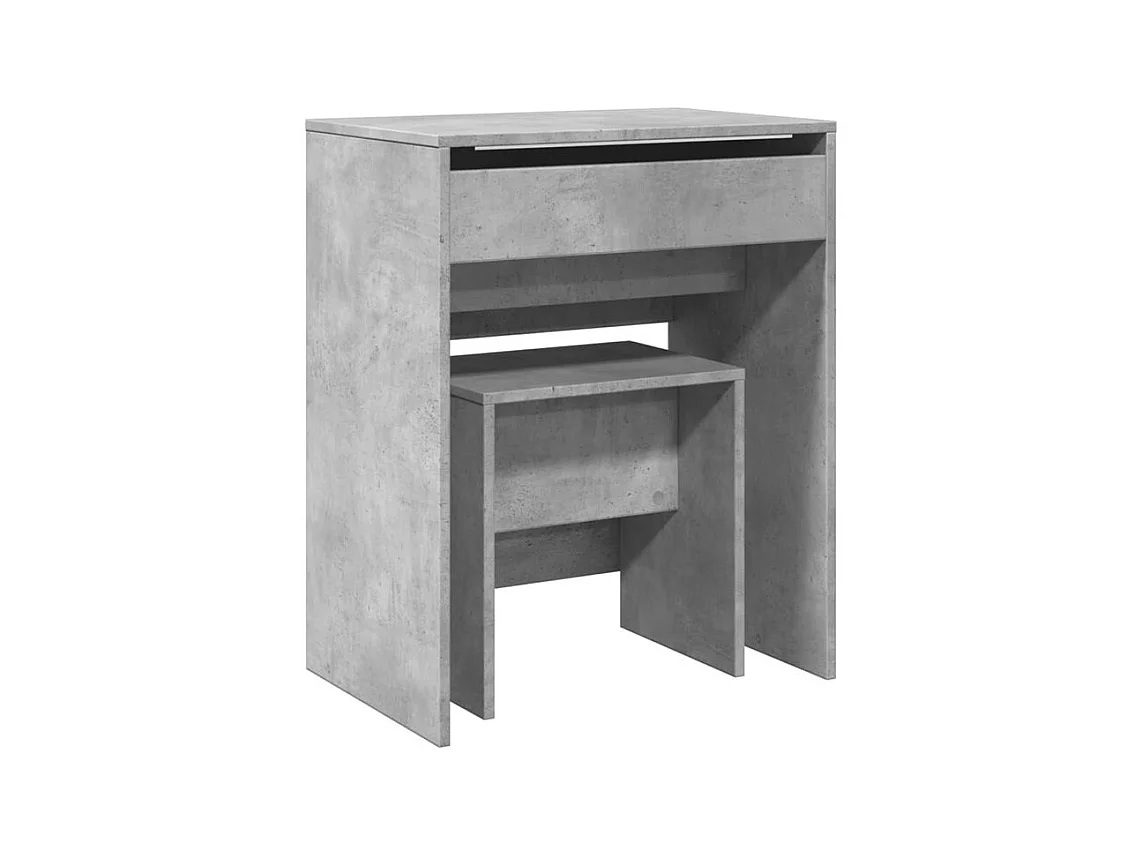 Coiffeuse et tabouret gris béton 60x40x113,5