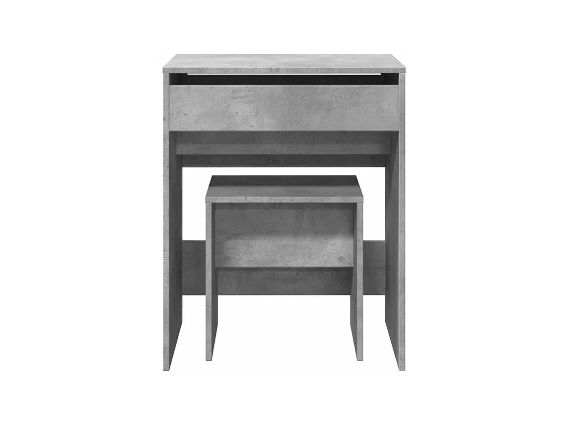 Coiffeuse et tabouret gris béton 60x40x113,5