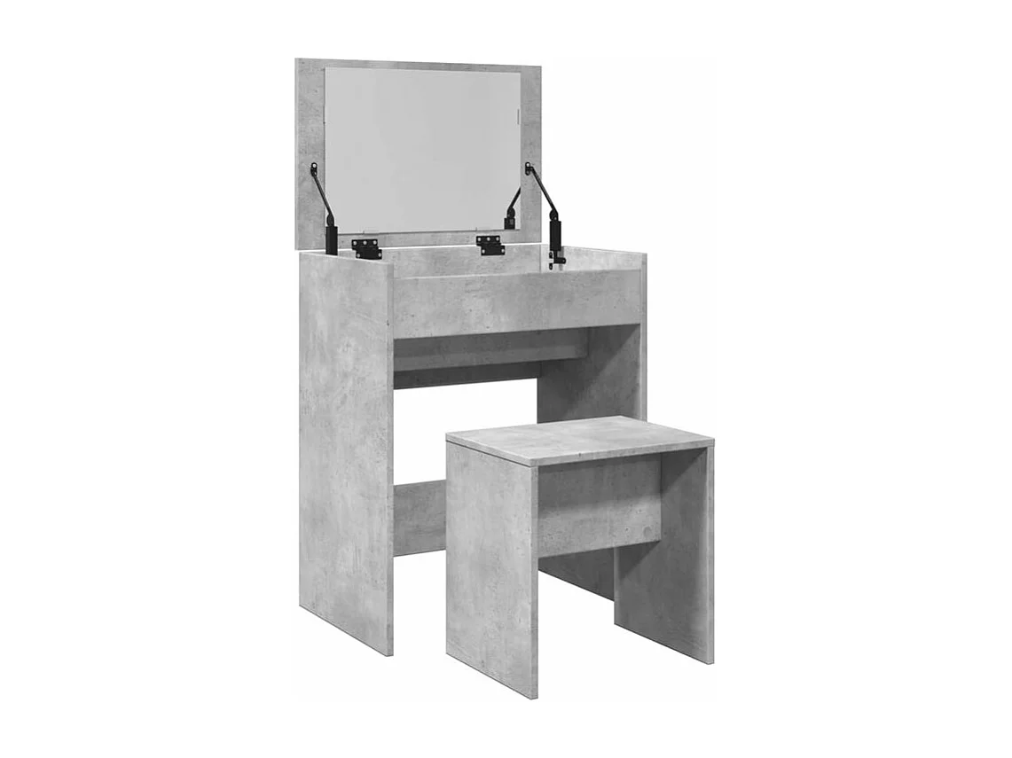 Coiffeuse et tabouret gris béton 60x40x113,5