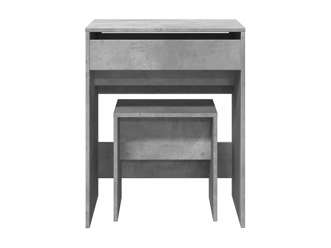 Coiffeuse et tabouret gris béton 60x40x113,5