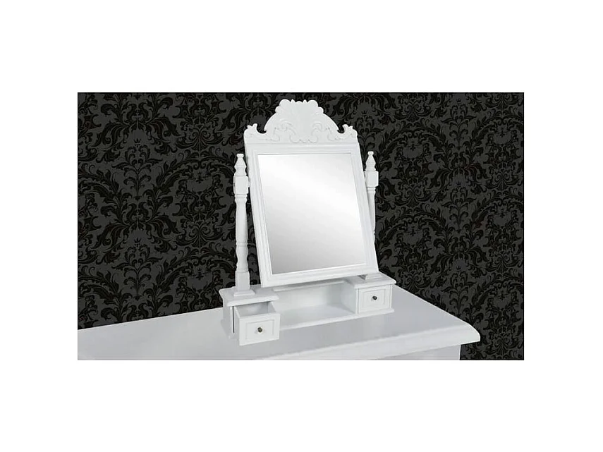 Coiffeuse avec miroir pivotant rectangulaire MDF