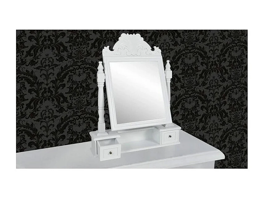Coiffeuse avec miroir pivotant rectangulaire MDF