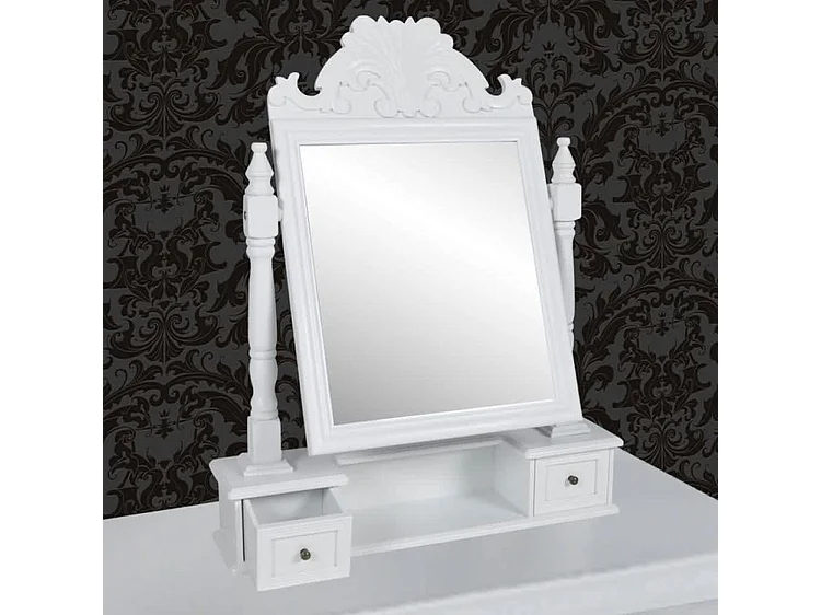 Coiffeuse avec miroir pivotant rectangulaire MDF