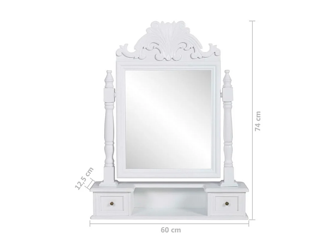 Coiffeuse avec miroir pivotant rectangulaire MDF