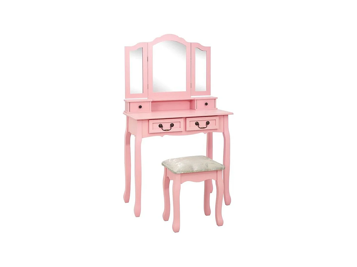 Ensemble de coiffeuse avec tabouret Rose 80x69x141 Paulownia
