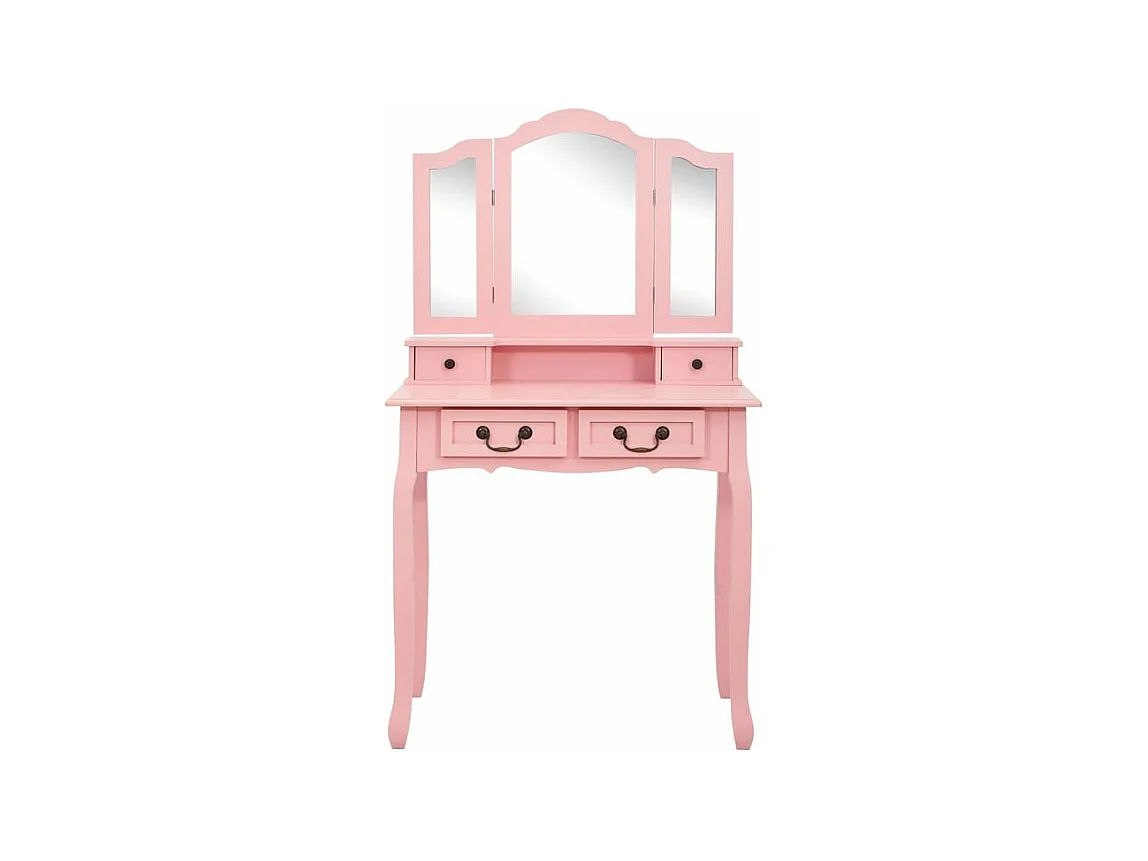 Ensemble de coiffeuse avec tabouret Rose 80x69x141 Paulownia