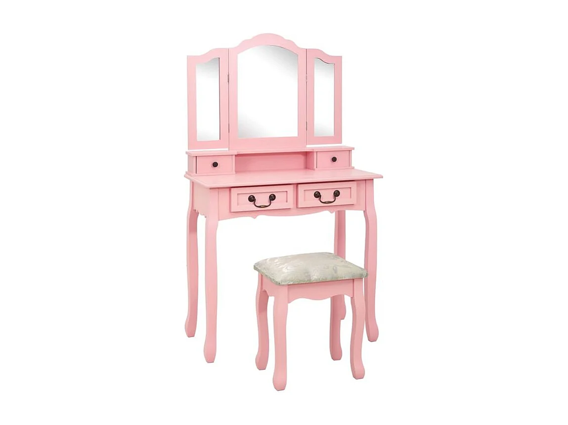 Ensemble de coiffeuse avec tabouret Rose 80x69x141 Paulownia