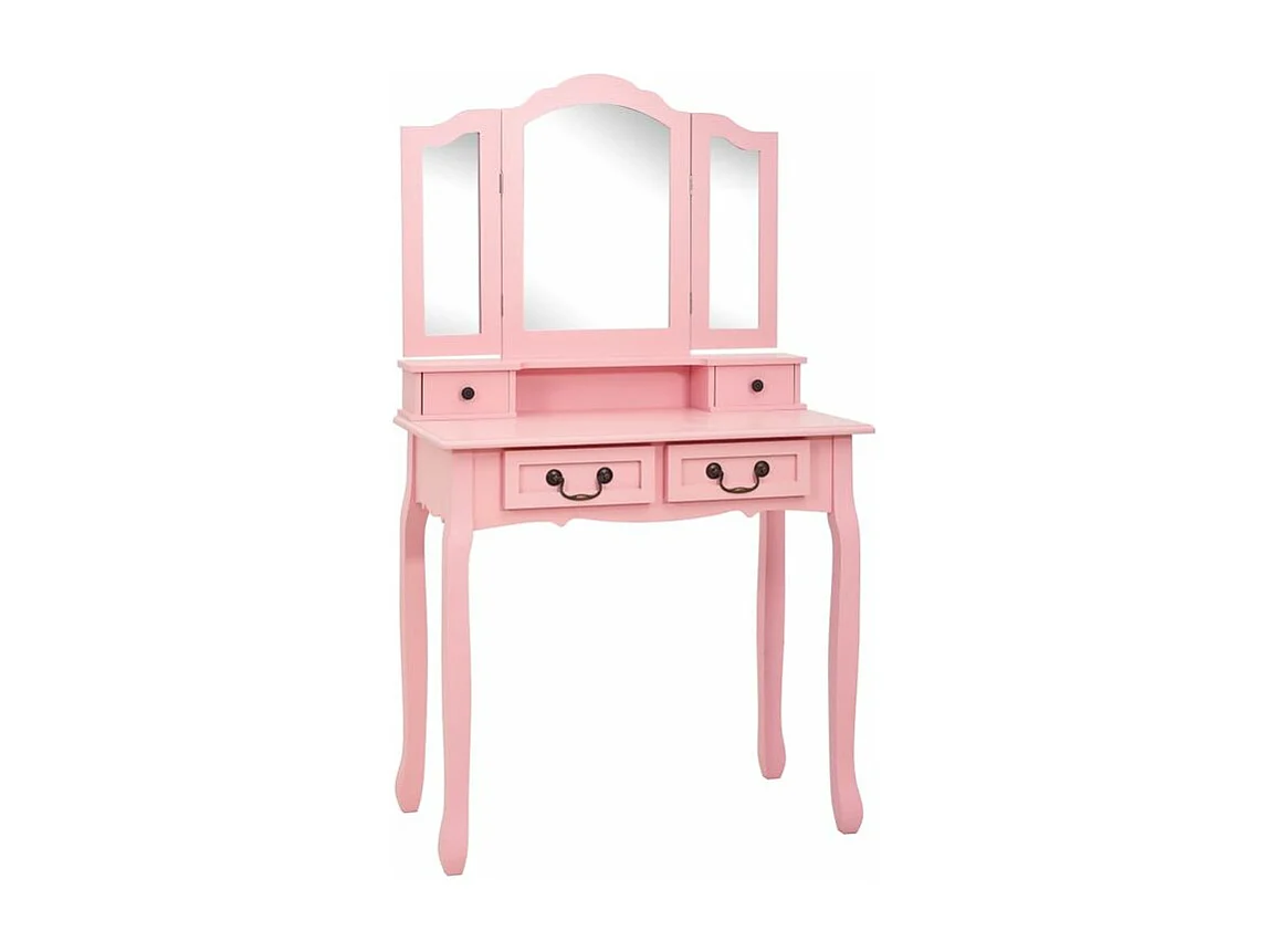 Ensemble de coiffeuse avec tabouret Rose 80x69x141 Paulownia
