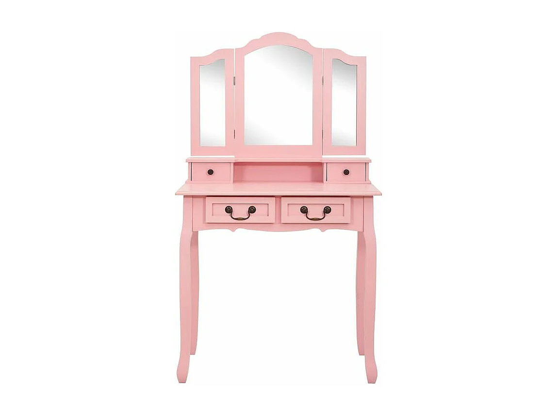 Ensemble de coiffeuse avec tabouret Rose 80x69x141 Paulownia