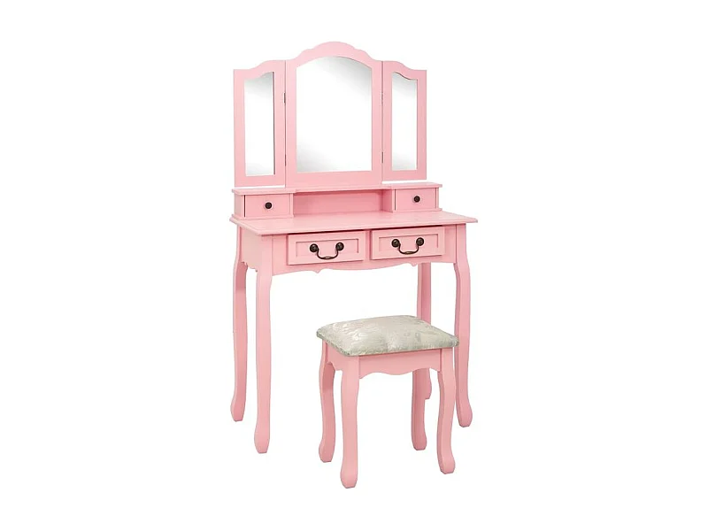 Ensemble de coiffeuse avec tabouret Rose 80x69x141 Paulownia