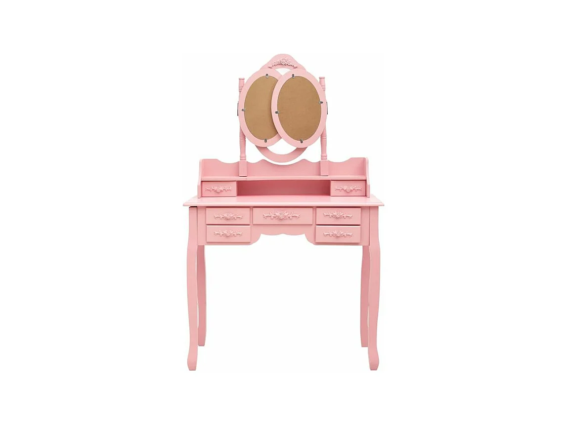 Coiffeuse avec tabouret et miroir pliable en 3 Rose