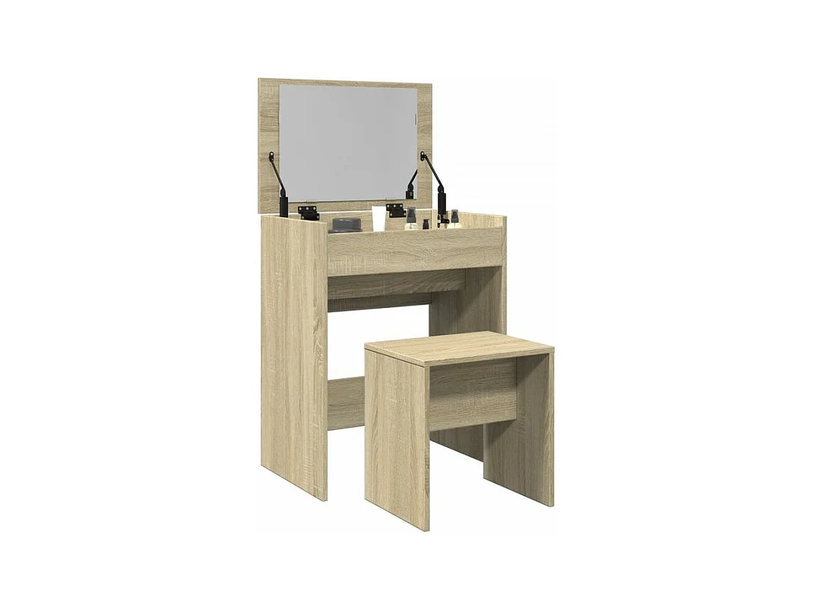 Coiffeuse et tabouret chêne sonoma 60x40x113,5
