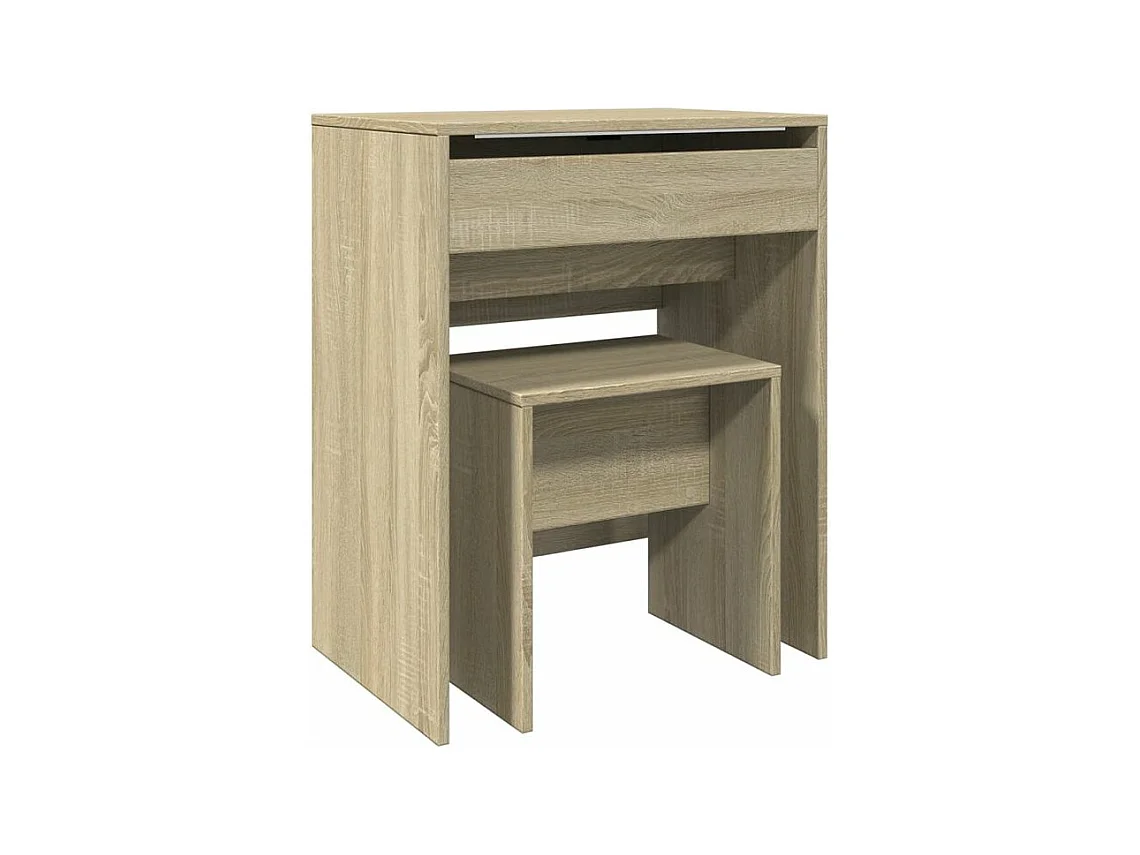Coiffeuse et tabouret chêne sonoma 60x40x113,5