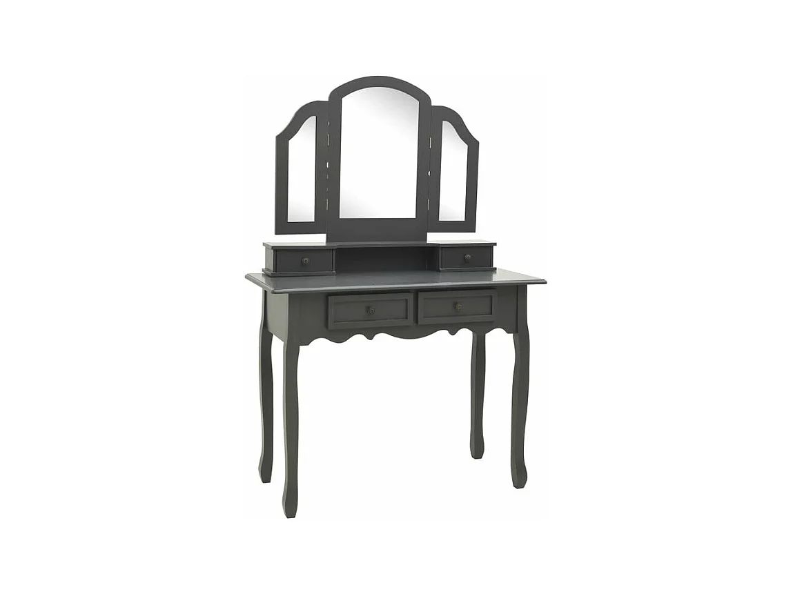 Ensemble de coiffeuse avec tabouret Gris 100x40x146 Paulownia