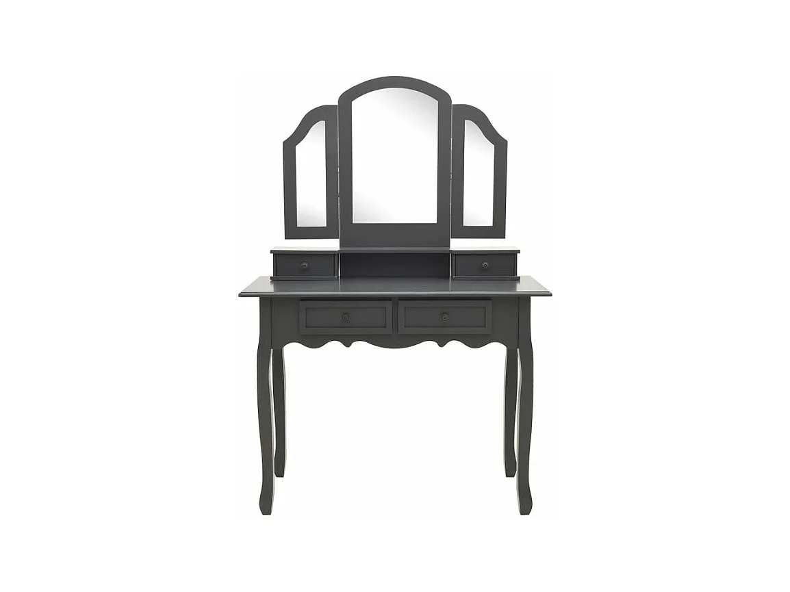 Ensemble de coiffeuse avec tabouret Gris 100x40x146 Paulownia