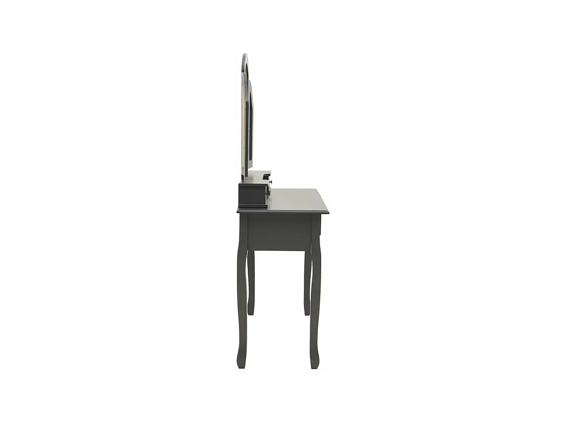 Ensemble de coiffeuse avec tabouret Gris 100x40x146 Paulownia