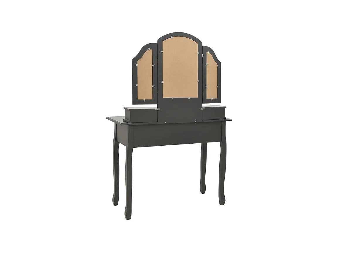 Ensemble de coiffeuse avec tabouret Gris 100x40x146 Paulownia