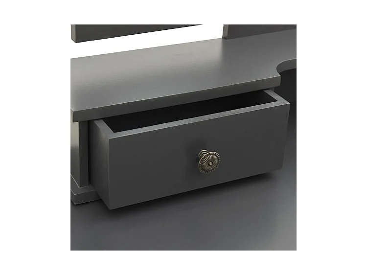 Ensemble de coiffeuse avec tabouret Gris 100x40x146 Paulownia