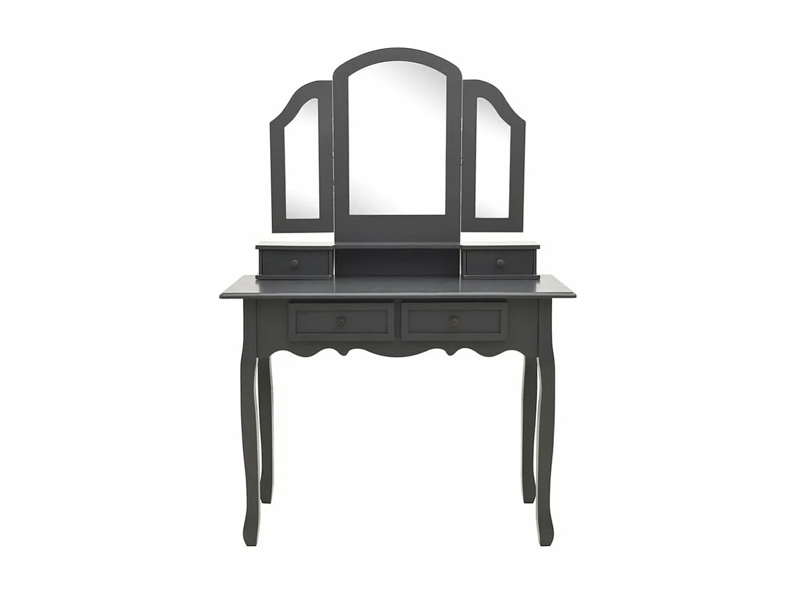 Ensemble de coiffeuse avec tabouret Gris 100x40x146 Paulownia