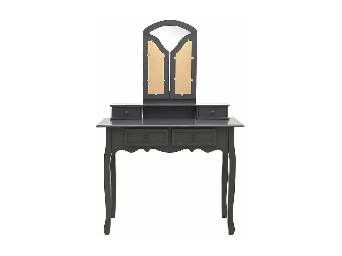 Ensemble de coiffeuse avec tabouret Gris 100x40x146 Paulownia