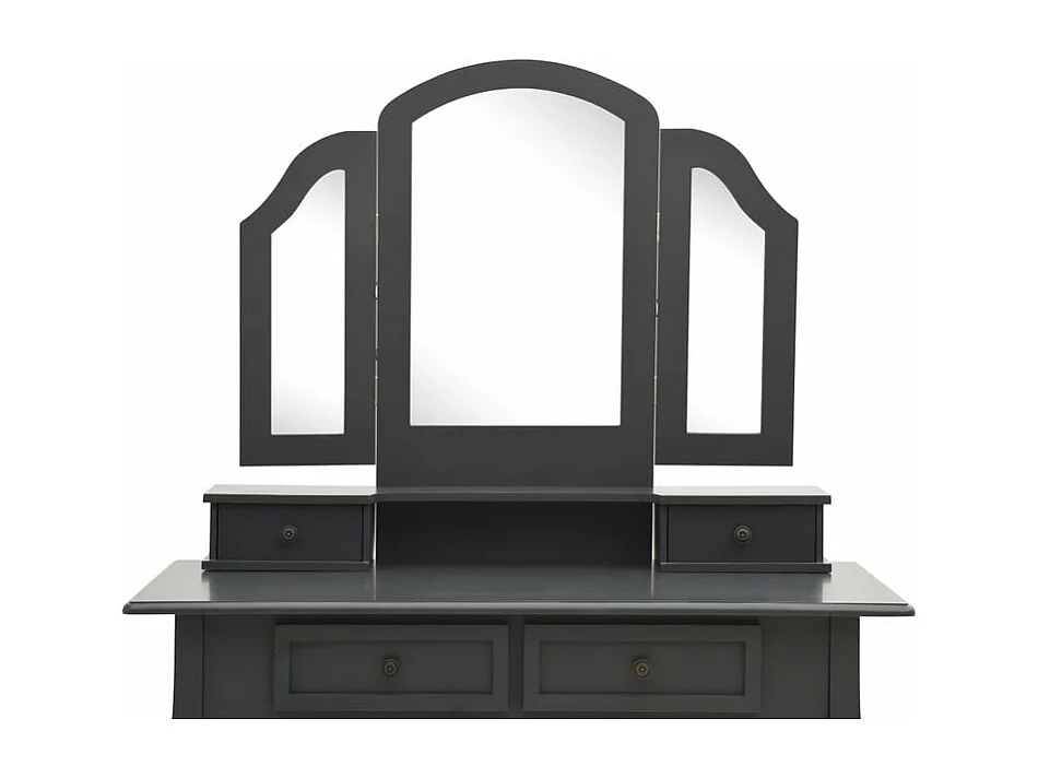 Ensemble de coiffeuse avec tabouret Gris 100x40x146 Paulownia