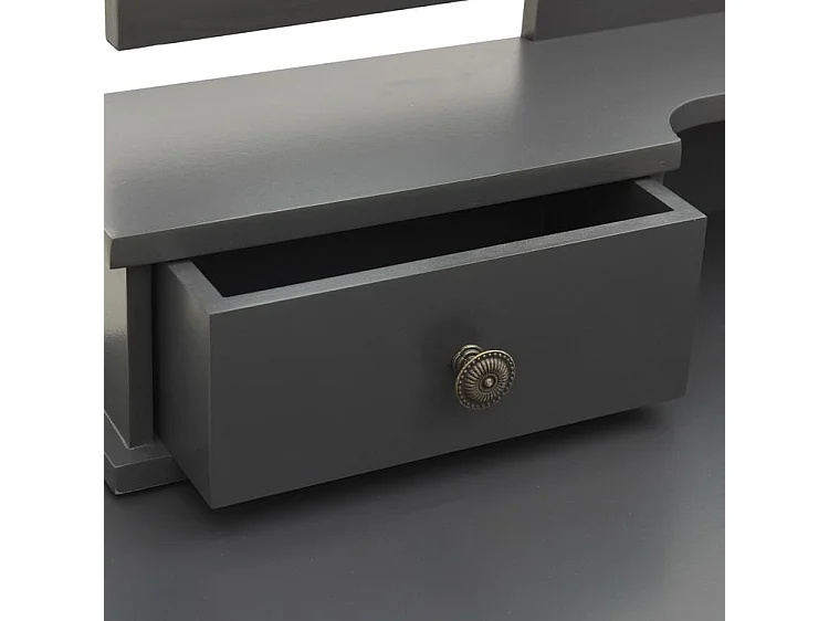 Ensemble de coiffeuse avec tabouret Gris 100x40x146 Paulownia