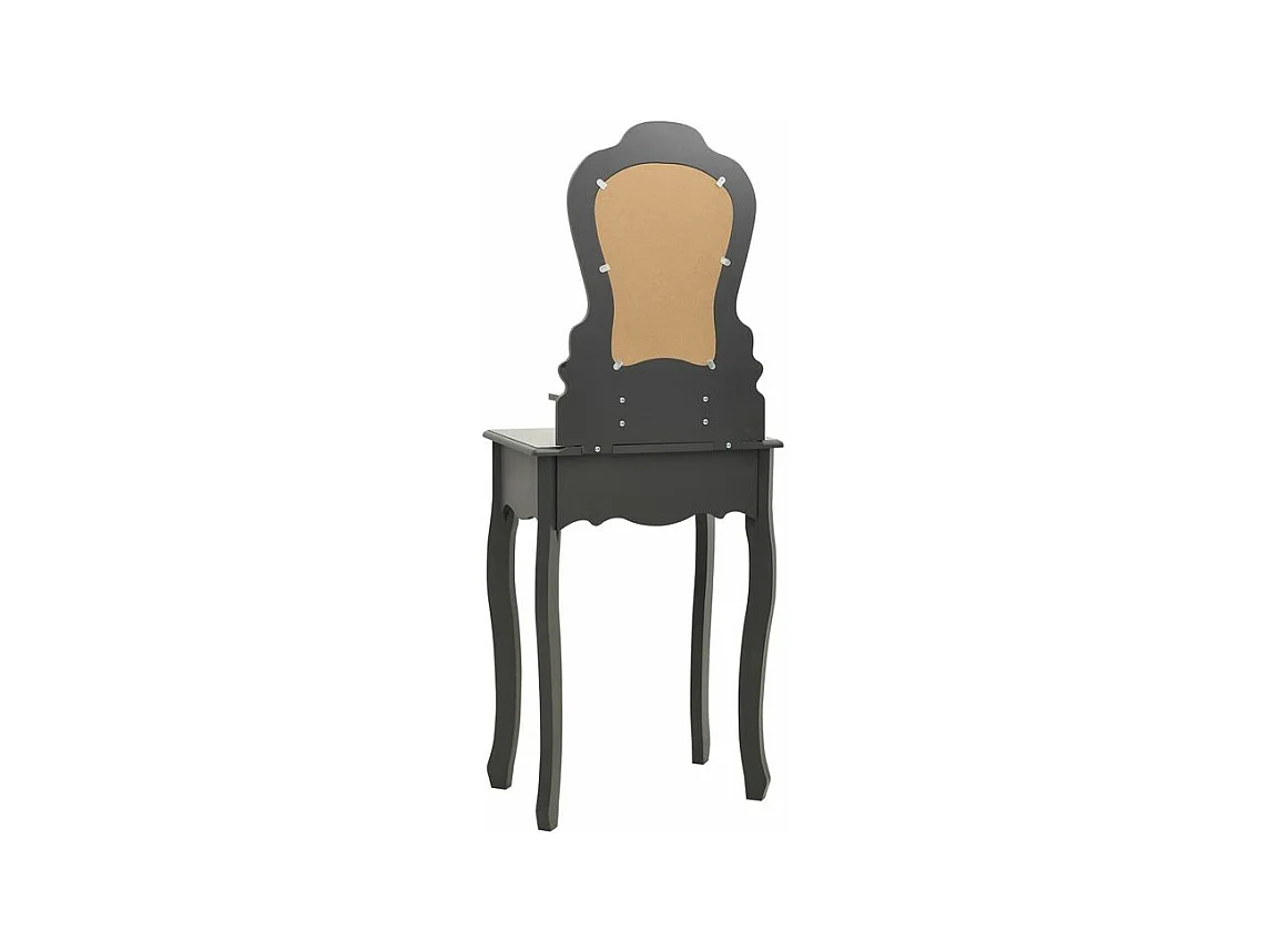 Ensemble de coiffeuse avec tabouret Gris 50x59x136 Paulownia