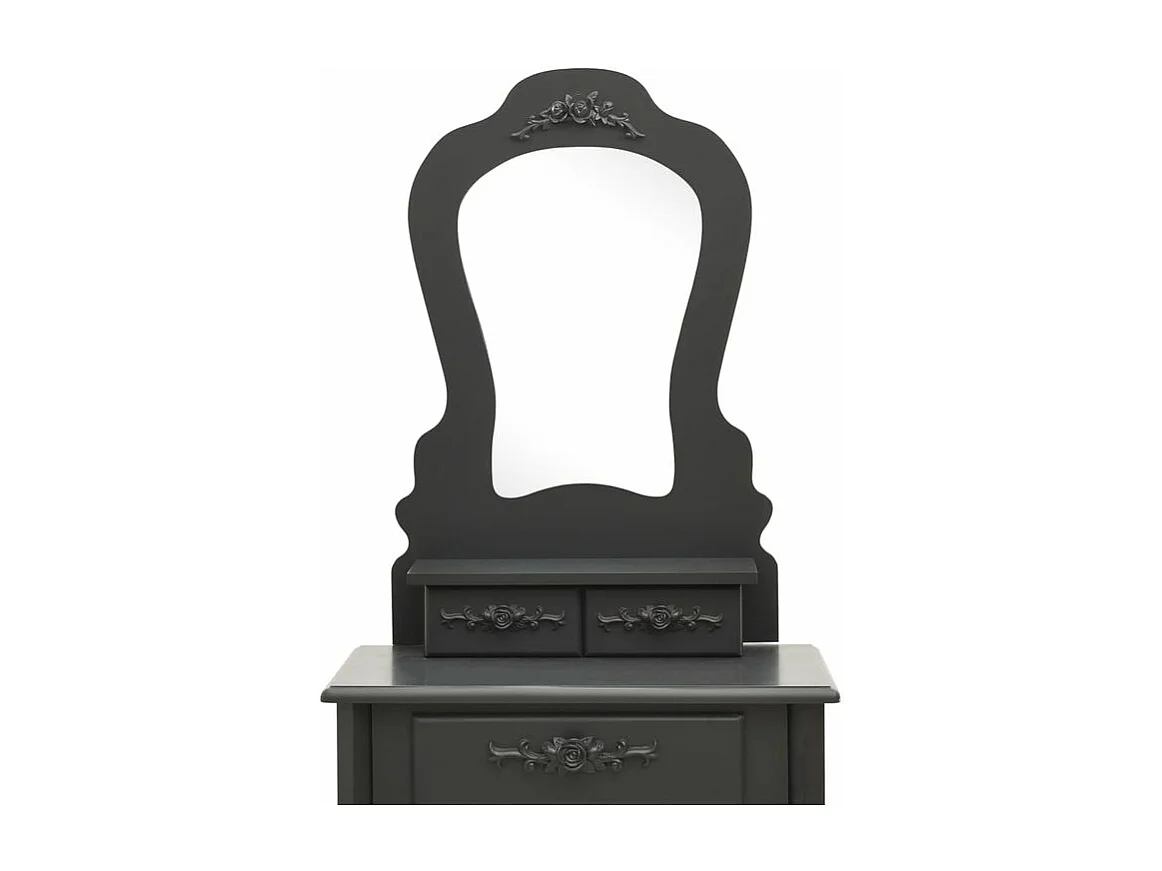 Ensemble de coiffeuse avec tabouret Gris 50x59x136 Paulownia