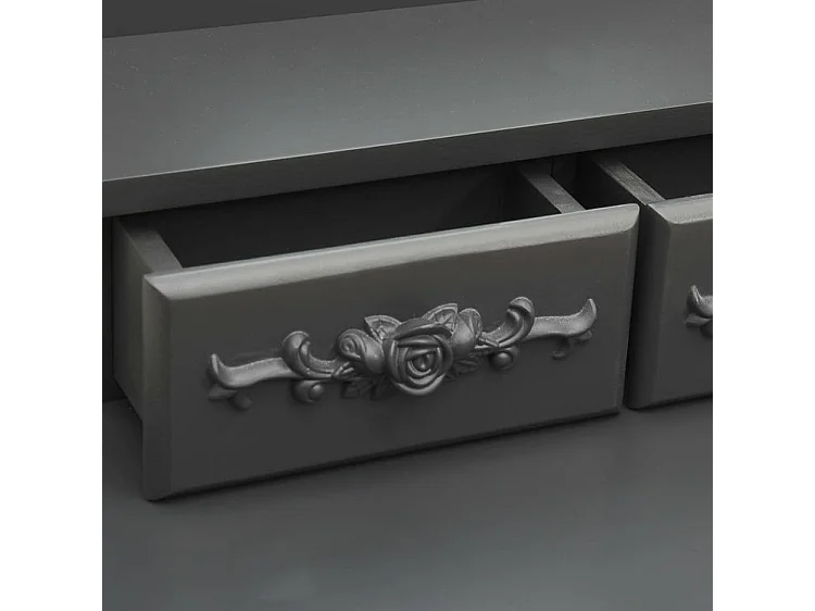 Ensemble de coiffeuse avec tabouret Gris 50x59x136 Paulownia