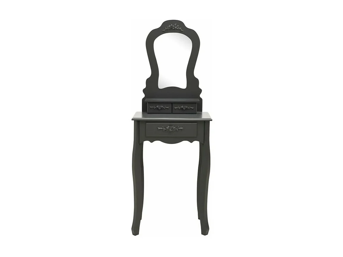 Ensemble de coiffeuse avec tabouret Gris 50x59x136 Paulownia