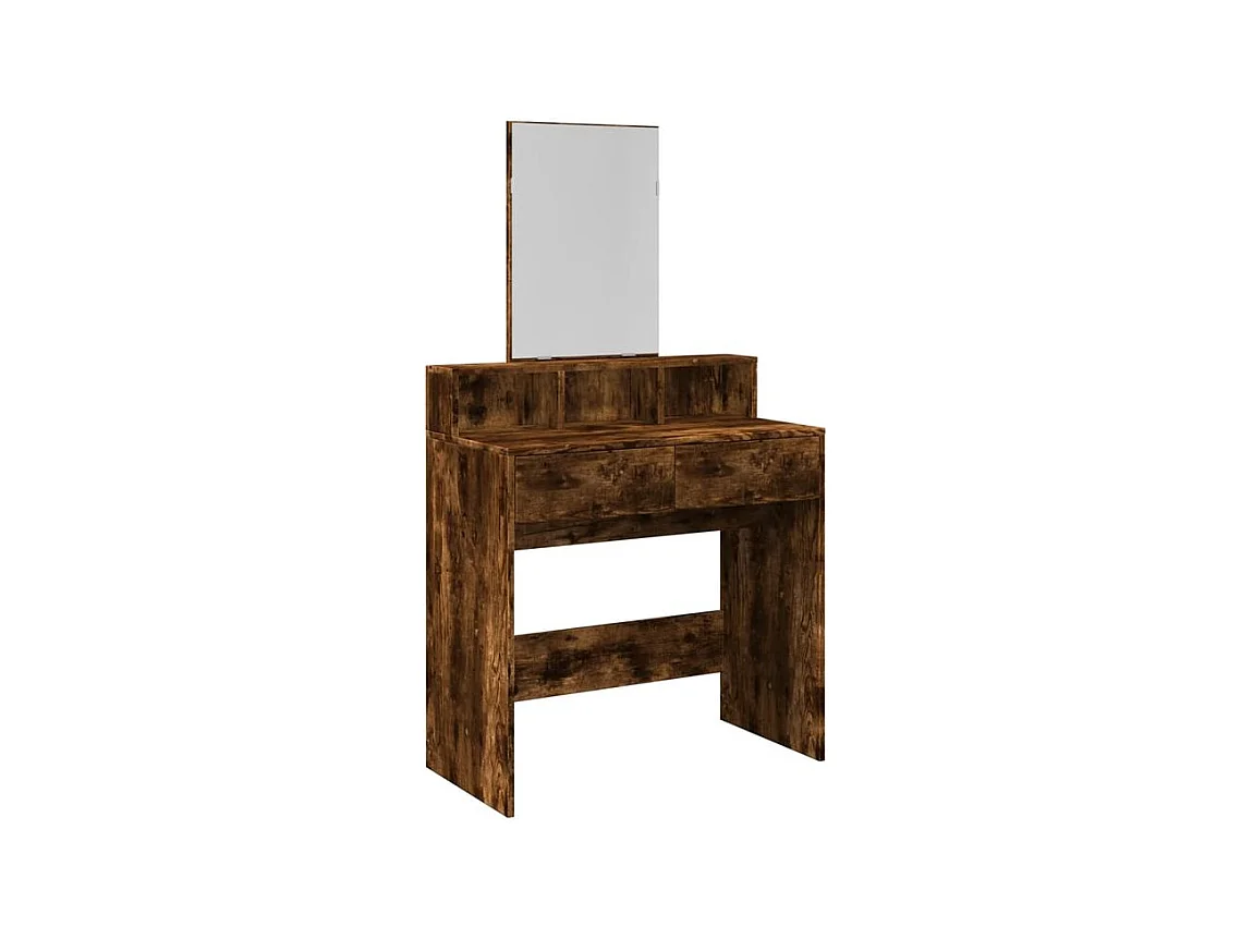 Coiffeuse avec miroir chêne fumé 80x41x144,5