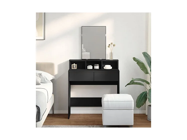 Coiffeuse avec miroir noir 80x41x144,5