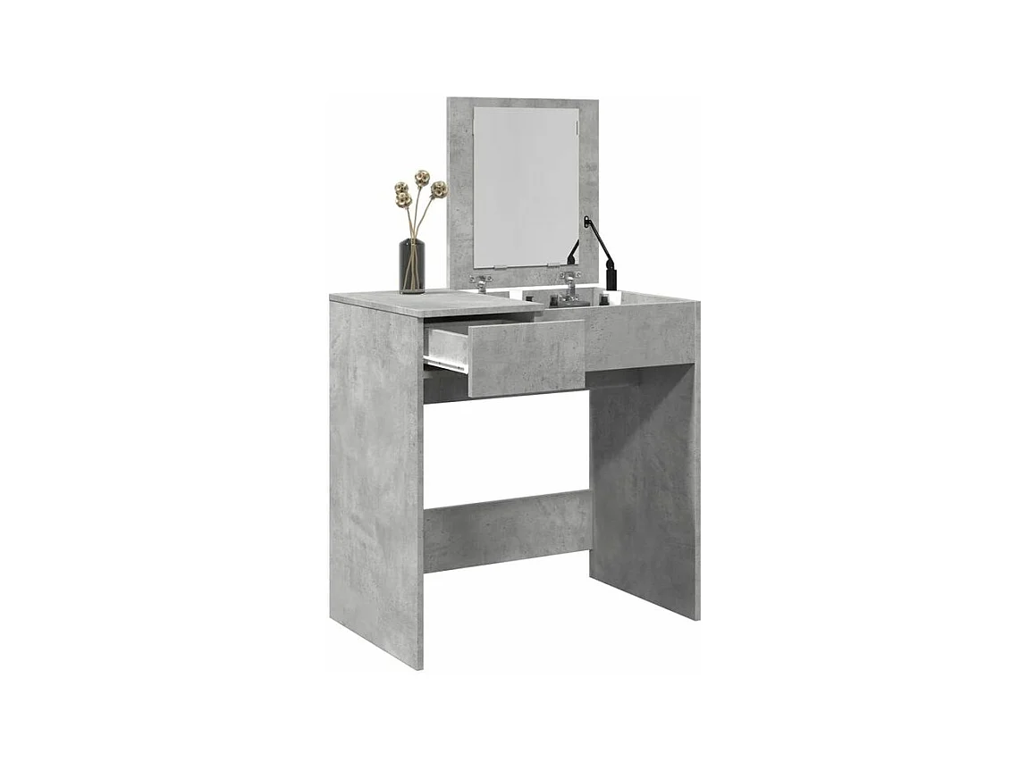 Coiffeuse avec miroir gris béton 73x46,5x120