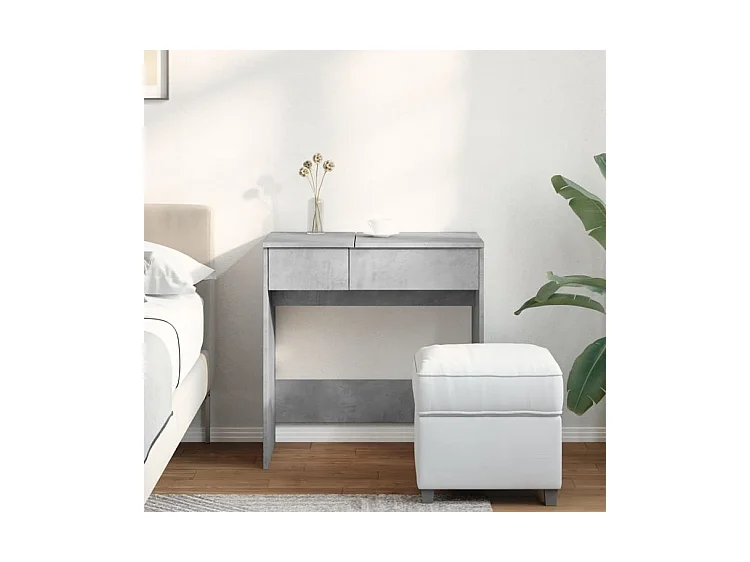 Coiffeuse avec miroir gris béton 73x46,5x120