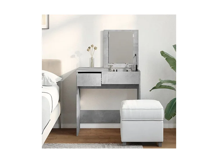 Coiffeuse avec miroir gris béton 73x46,5x120