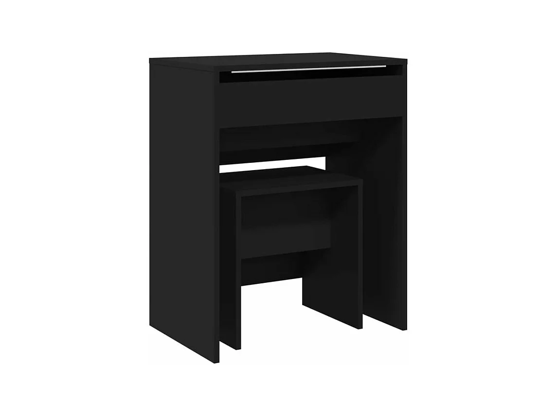Coiffeuse et tabouret noir 60x40x113,5