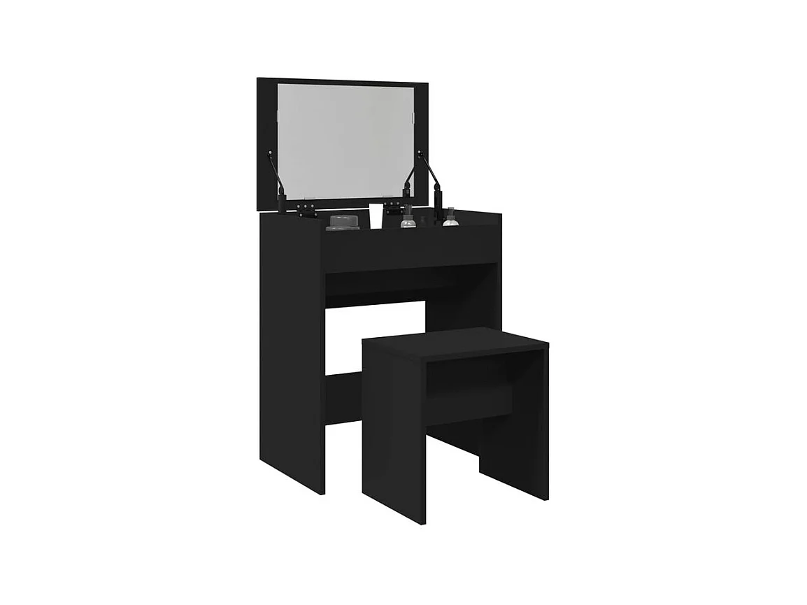 Coiffeuse et tabouret noir 60x40x113,5